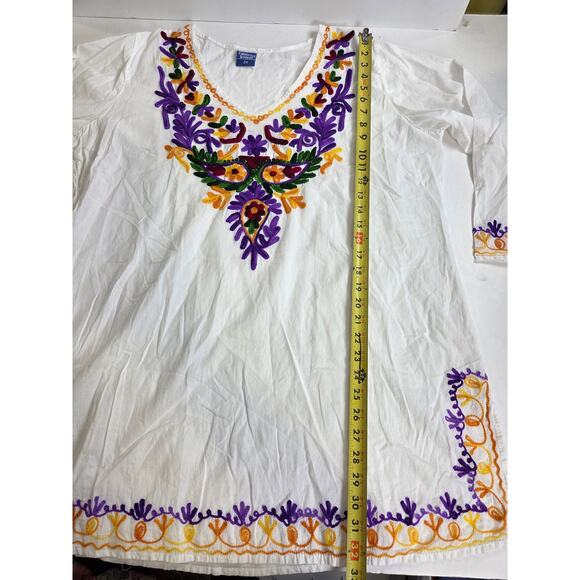Peasant Tunic Embroidered Cotton Lightweight 2x Top Plus Size - Picture 4 of 8